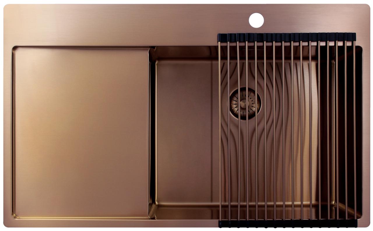 Pure.Sink Exclusivo Koperen spoelbak met afdruipgedeelte 86x52 cm Tapwing rechts PEX5086RT-62 - Productafbeelding 4