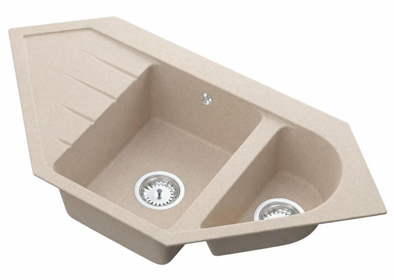 Graniteland Amiata Granieten beige Hoekspoelbak opbouw 955x489mm met RVS Plug 1208971417