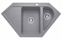 Graniteland Amiata Granieten grijze Hoekspoelbak opbouw 955x489mm met RVS Plug 1208971419