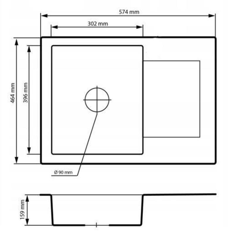 Graniteland Nex Granieten Arduin hardsteen look spoelbak met afdruipgedeelte 574x464 mm 1208971426