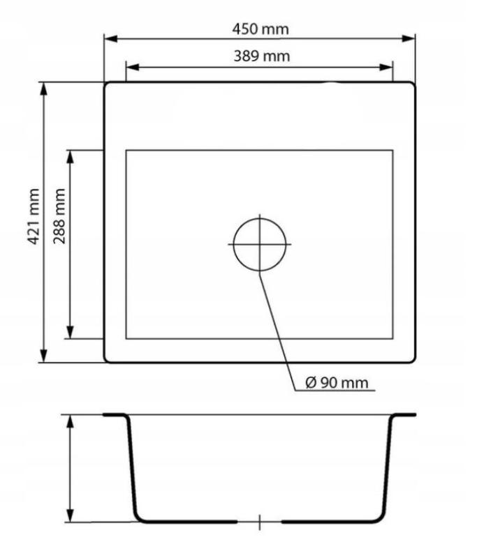 Graniteland Nera Granieten Spoelbak 45x42 cm Beige Opbouw met Kraangatbank en RVS Plug 1208971434