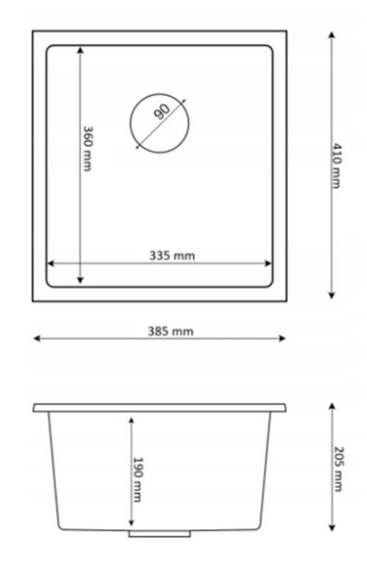 Graniteland Miniva Granieten Spoelbak Arduin hardsteen look onderbouw 385x410 mm 1208971449