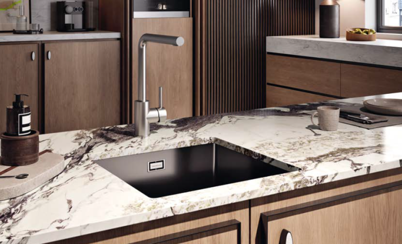 Ausmann Ceramic Ember Keramische Mat Zwarte Vierkant  Spoelbak Opbouw en Onderbouw 40 x 40 cm met Gun metal plug 1208971488