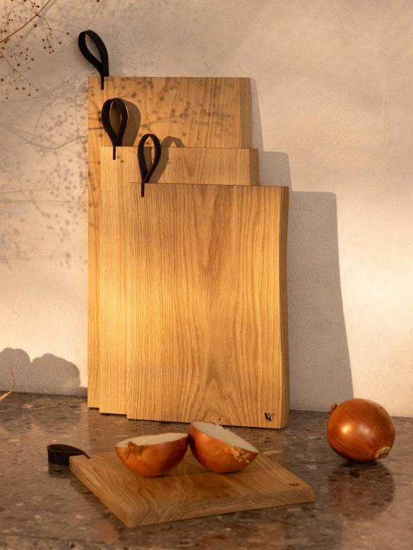 Woodsea Chop-Chop Oak L - Eikenhouten Snijplank 40x24cm met lederen handvat 1208971541