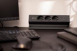 Meubelsokkel BASCO, 3xSHUKO, USB A+C, kabel 1,5 m, zwart