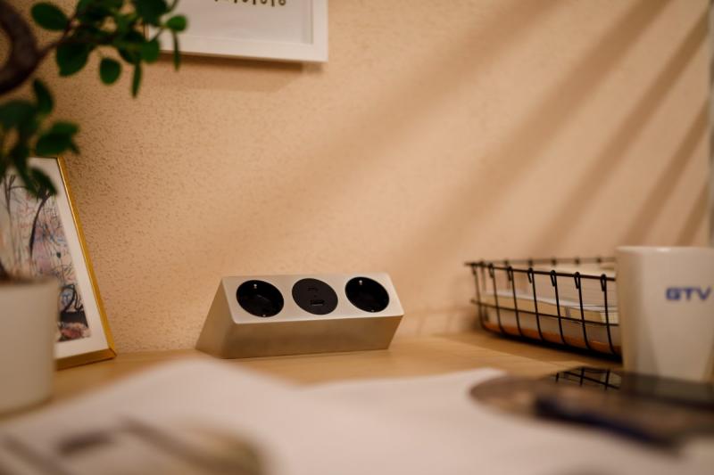 Meubelstopcontact SOFITO, 2xSHUKO, USB A+C, kabel 1,5 m, roestvrij staal