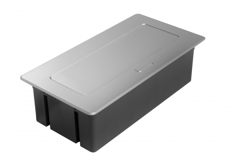 MULTISOFT Meubelcontactdoos 2x Stopcontact met Aarding, USB A+C, RJ45, Stroomkabel met Stekker, Aluminium