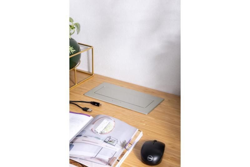 MULTISOFT meubelstopcontact 2x stopcontact met aarding, USB A+C, RJ45, HDMI, voedingskabel met stekker, aluminium