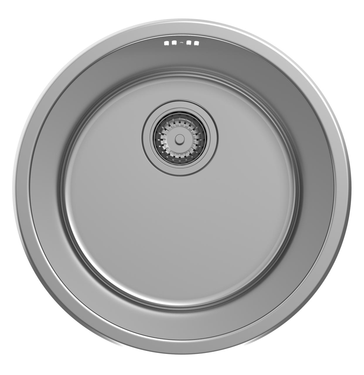 Pure.Sink Rondo RVS Ronde Spoelbak vlakinbouw, onderbouw en opbouw 38 cm PRN38-02 - Productafbeelding