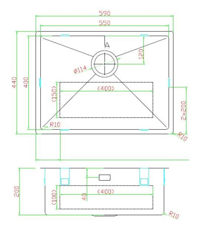 Pure.Sink Luxion Koperen spoelbak 55x40 cm onderbouw, vlakinbouw en opbouw PLX5540-62