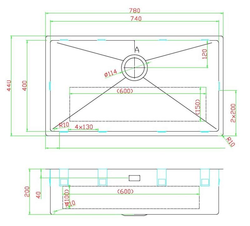 Pure.Sink Luxion Grote RVS spoelbak 74x40 cm onderbouw, vlakinbouw en opbouw PLX7440-02