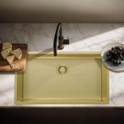 Pure.Sink Luxion Grote Gouden spoelbak 74x40 cm onderbouw, vlakinbouw en opbouw PLX7440-60