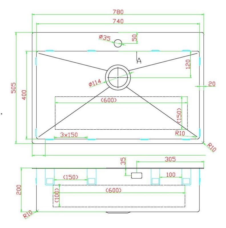 Pure.Sink Luxion Grote Gouden spoelbak 78x50 cm Tapwing met kraangatbank PLX7850T-60