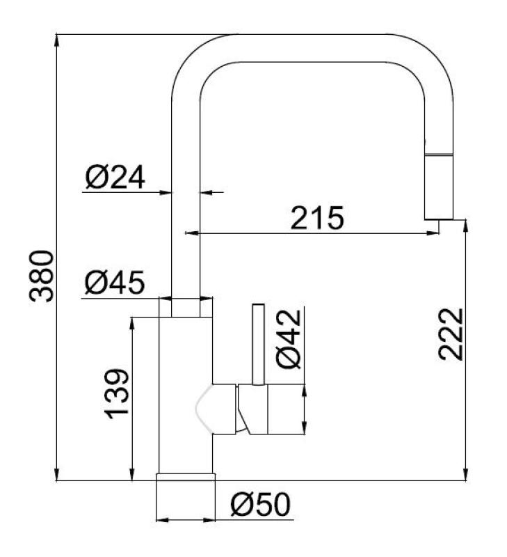 Pure.Sink Luxion Mat Zwarte keukenkraan square met uittrekbare uitloop PLXSQUA-10