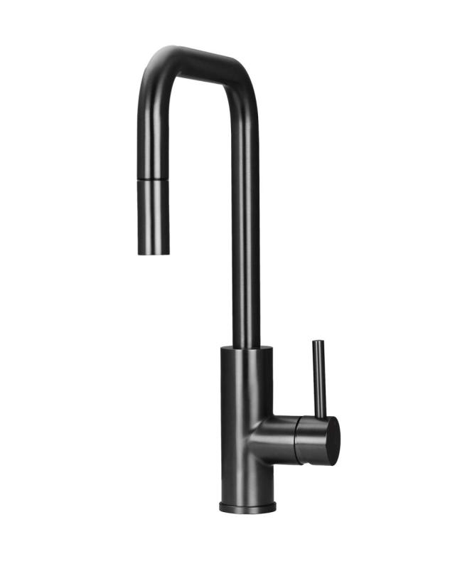 Pure.Sink Luxion Gun metal keukenkraan square met uittrekbare uitloop PLXSQUA-61