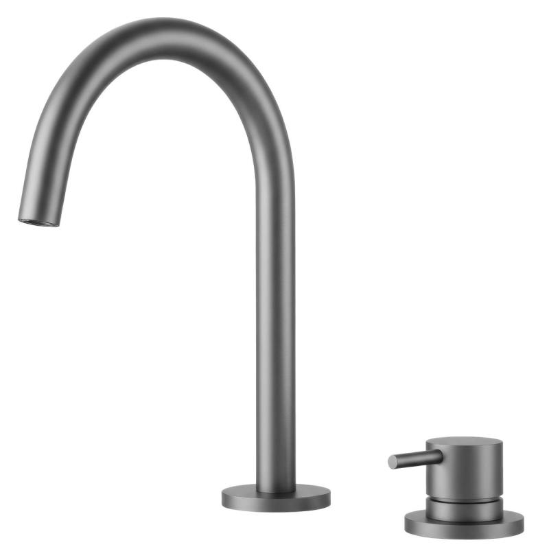 Pure.Sink Luxion 2-gats Gun metal keukenkraan met ronde uitloop PLX2HR-61