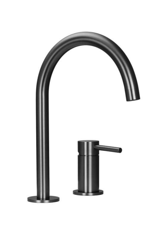 Pure.Sink Luxion 2-gats Gun metal keukenkraan met ronde uitloop PLX2HR-61