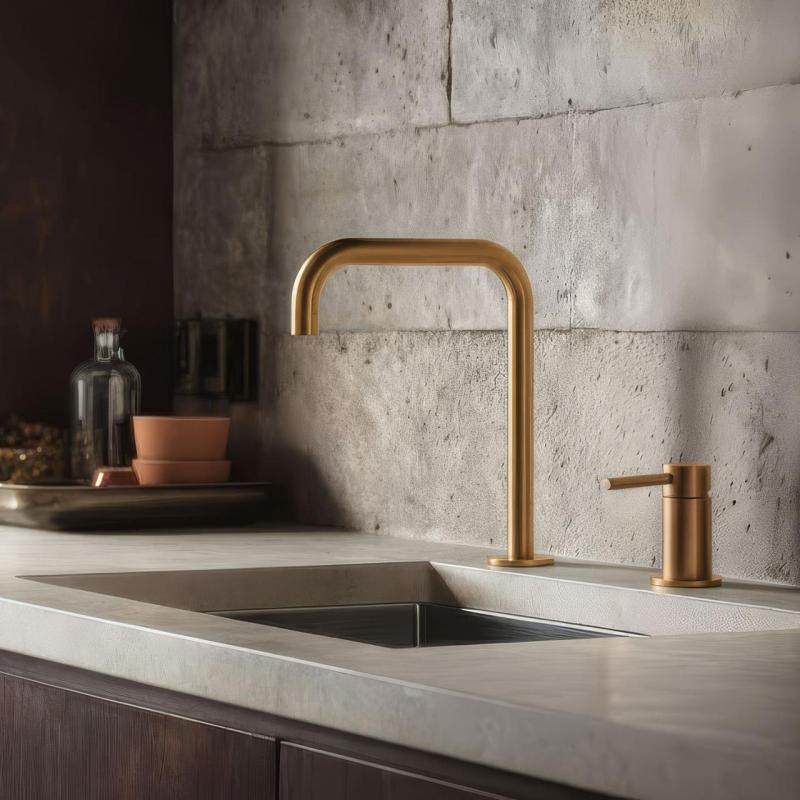 Pure.Sink Luxion 2-gats Gouden keukenkraan met U uitloop PLX2HU-60