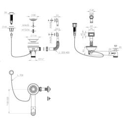 Granitemy Zwarte Afvoerset inclusief drukknop-waste met plug, plus rechthoekige en ronde overloop 1208971746