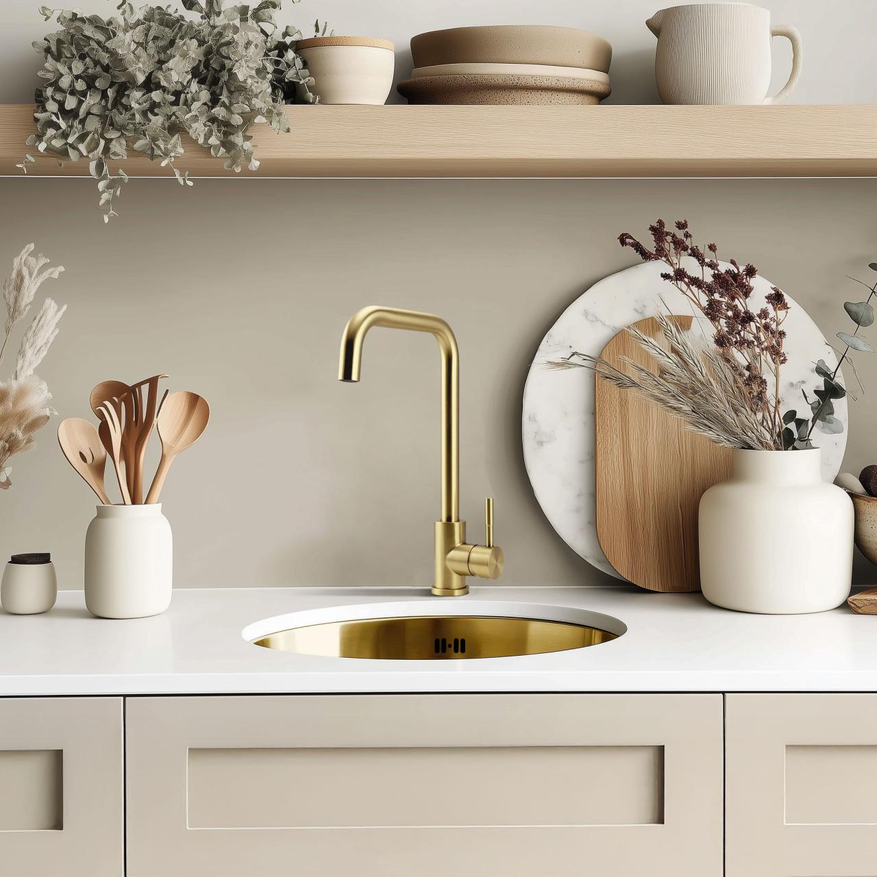 Pure.Sink Rondo Gouden Ronde Spoelbak vlakinbouw, onderbouw en opbouw 38 cm PRN38-60 - Productafbeelding 2