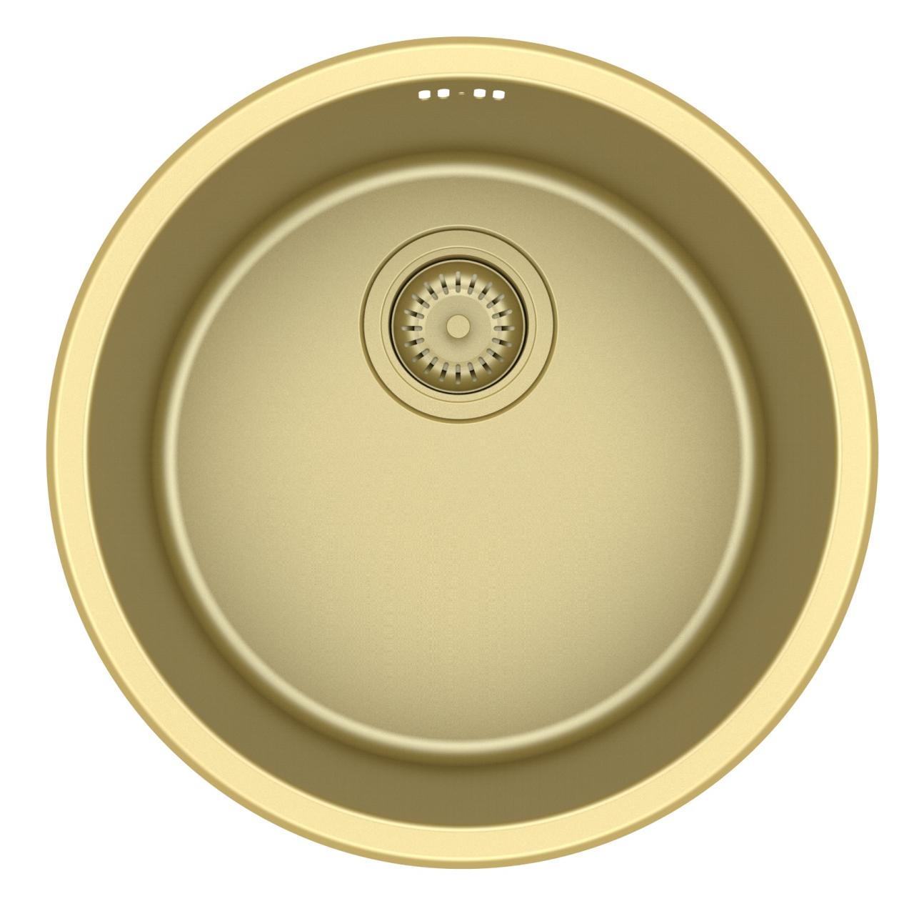 Pure.Sink Rondo Gouden Ronde Spoelbak vlakinbouw, onderbouw en opbouw 38 cm PRN38-60 - Productafbeelding