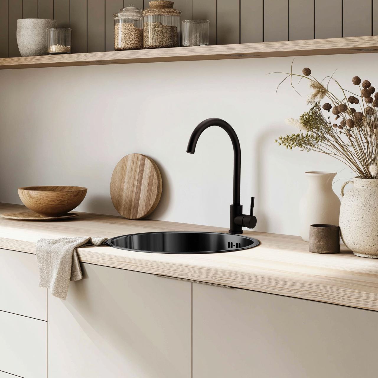 Pure.Sink Rondo Gun metal Ronde Spoelbak vlakinbouw, onderbouw en opbouw  38 cm PRN38-61 - Productafbeelding 4
