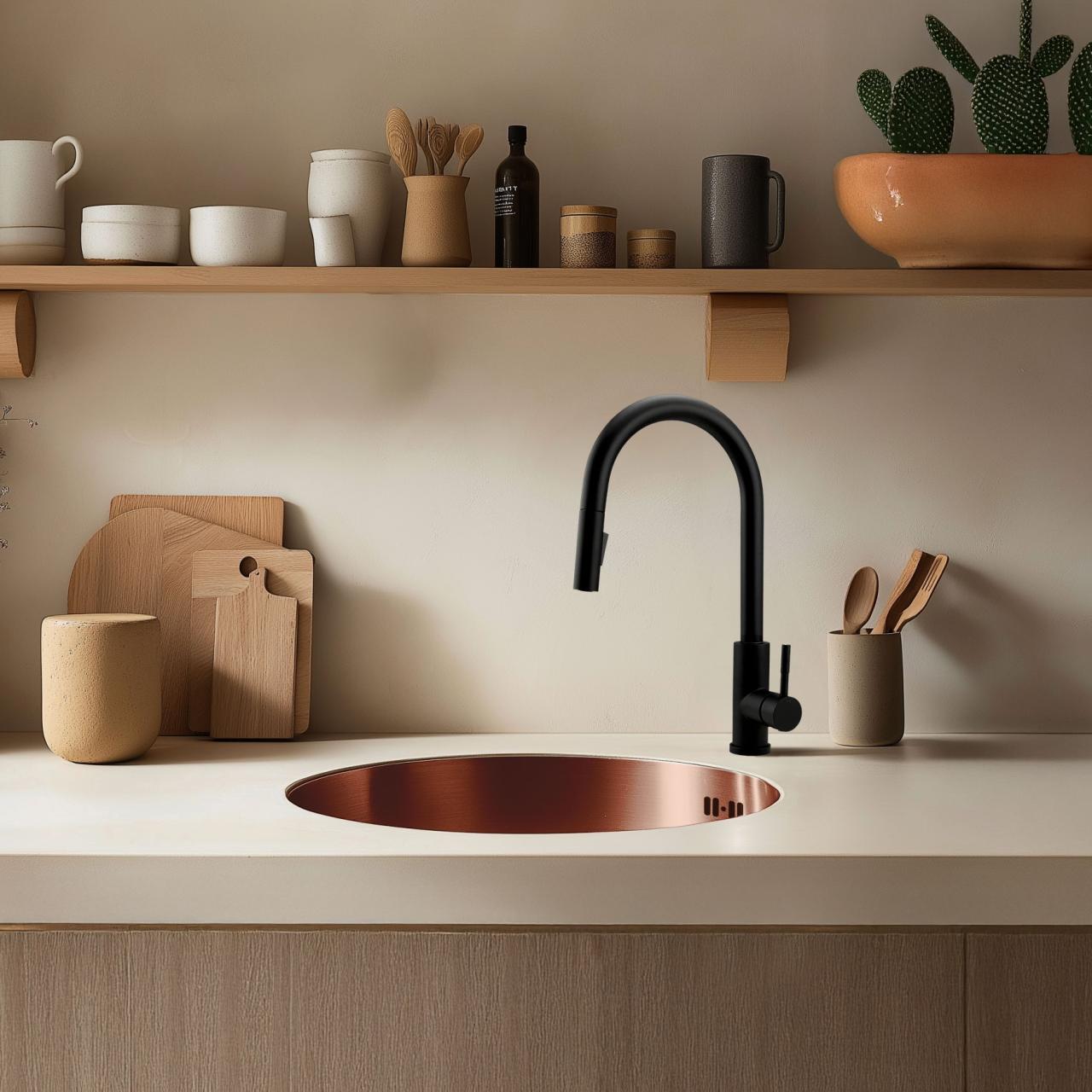 Pure.Sink Rondo Koperen Ronde Spoelbak vlakinbouw, onderbouw en opbouw 38 cm PRN38-62 - Productafbeelding 2