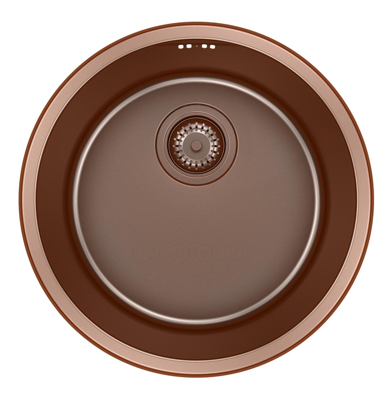 Pure.Sink Rondo Koperen Ronde Spoelbak vlakinbouw, onderbouw en opbouw 38 cm PRN38-62 - Productafbeelding