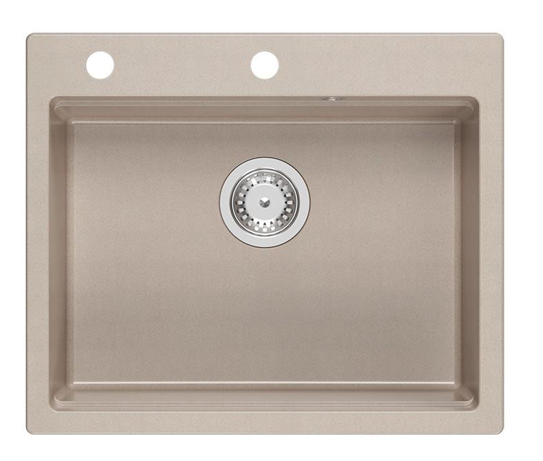 Quadri Durham Pearl Beige graniet opbouw spoelbak 595x500 met zeepdispenser, snijplank,inzetbak en rolmat 1208971814 - Productafbeelding 2