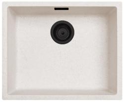 Ausmann Fibre zand witte spoelbak 50x40cm onderbouw, opbouw en vlakinbouw met automatische zwarte plug 1208971931