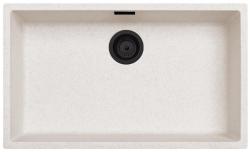 Ausmann Fibre zand wit grote  spoelbak 70x40cm onderbouw, opbouw en vlakinbouw met automatische zwarte plug 1208971936