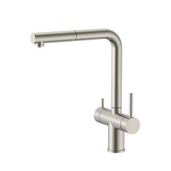 Pure.Sink Elite Steel Clear-S RVS 3-weg Keukenkraan met Uittrekbare Uitloop en Gefilterd Water PS8120-02