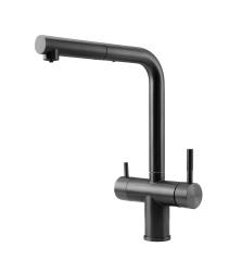 Pure.Sink Elite Steel Clear-S PVD gun metal 3-weg Keukenkraan met Uittrekbare Uitloop en Gefilterd Water PS8120-61