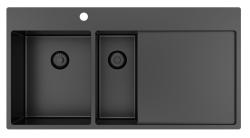 Pure.Sink Exclusivo Gun metal 1,5  spoelbak met afdruipgedeelte 100x52 cm Tapwing links PEX3418100LT-61