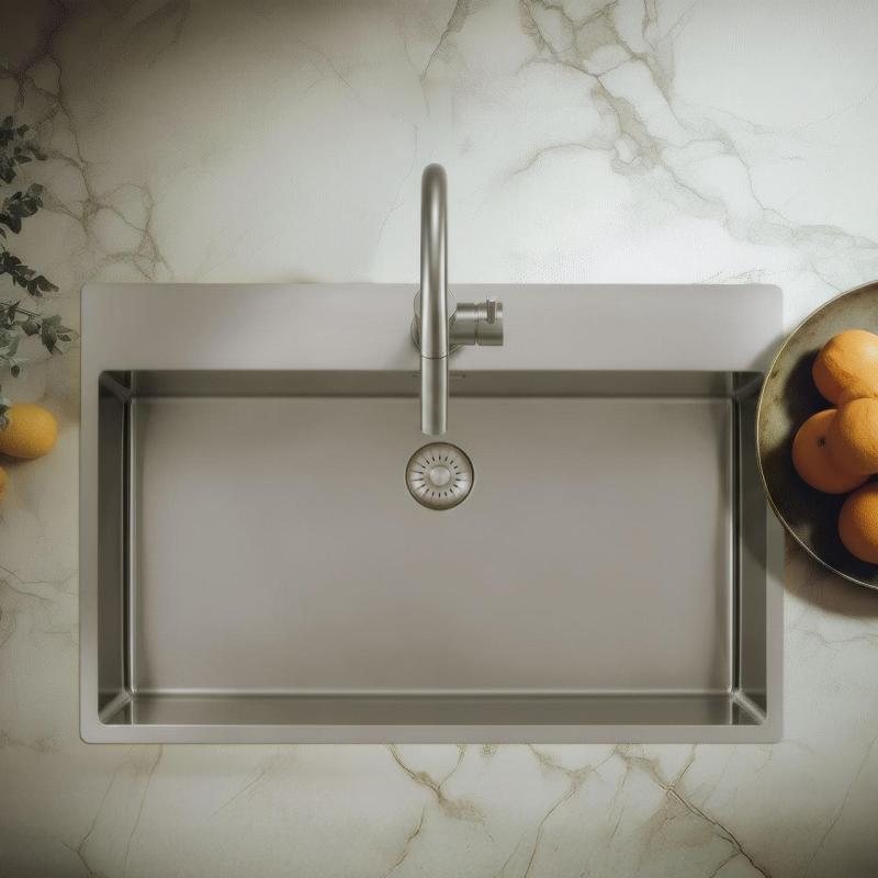 Pure.Sink Exclusivo RVS grote Spoelbak 75x40cm Tapwing met kraangat BB7540T-02