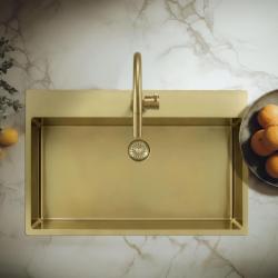 Pure.Sink Exclusivo Gouden Grote Spoelbak 75x40cm Tapwing met Kraangat BB7540T-60