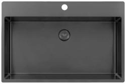 Pure.Sink Exclusivo Gun metal Grote Spoelbak 75x40cm Tapwing met Kraangat BB7540T-61