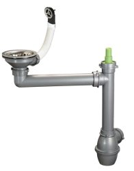 Ausmann Afvoerset rvs met ronde overloop incl. sifon voor enkele spoelbak 1208972186