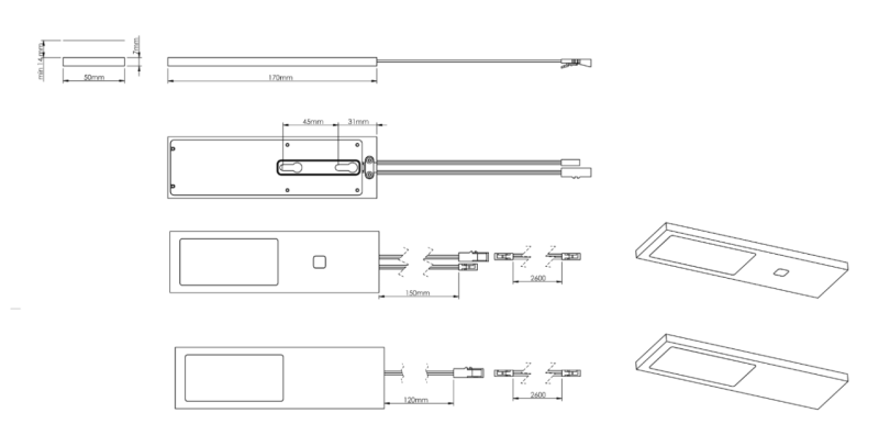 Indux Lino Keuken Opbouw LED Set 3 Spots 4W Met Geïntegreerde Touch-Dim-Schakelaar Zwart 1208972391
