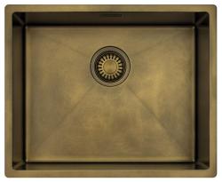 Pure.Sink Luxion PVD Antiek Bronzen spoelbak 50x40 cm onderbouw, vlakinbouw en opbouw met bodemrek PLX5040-64