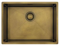 Pure.Sink Luxion PVD Antiek Bronzen spoelbak 55x40 cm onderbouw, vlakinbouw en opbouw  met bodemrek PLX5540-64