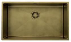 Pure.Sink Luxion Grote PVD Antiek Bronzen spoelbak 74x40 cm onderbouw, vlakinbouw en opbouw met bodemrek PLX7440-64