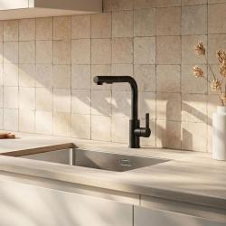 Graniteland Celeste Keukenmengkraan zwart met Uittrekbare Uitloop en Dubbel-Functie Handdouche 1208972454