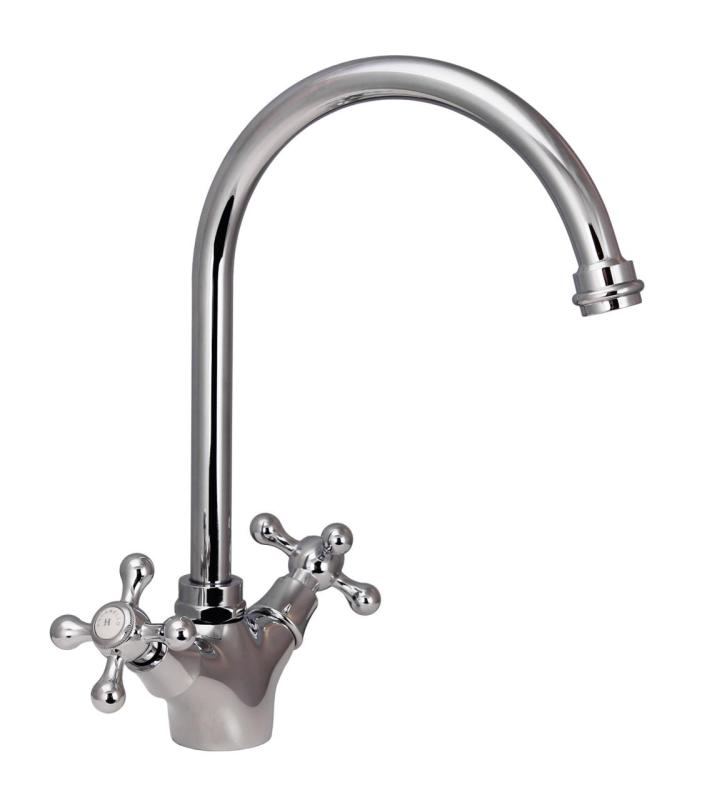 Aquanello Heritage Ascot Classic Kitchen Nostalgic Kitchen Faucet Chrome with Round Spout CR-4003-HA