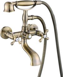 Aquanello Heritage Ascot Klassieke Opbouw Badkraan met Sterknoppen Brons inclusief Handdouche BN-3002-HA
