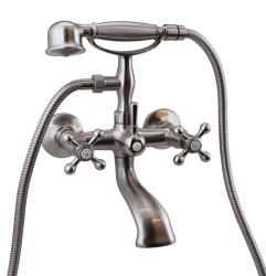 Aquanello Heritage Ascot Klassieke Opbouw Badkraan met Sterknoppen RVS inclusief Handdouche NB-3002-HA