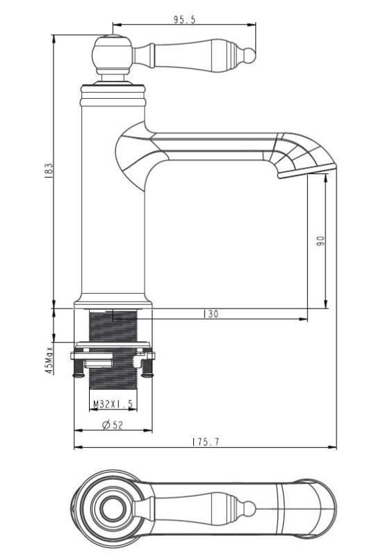 Aquanello Heritage Manor Klassieke Nostalgische Wastafelmengkraan RVS NB-1001-HM