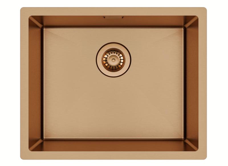 Ausmann Mosel Combinatieset Spoelbak PVD Koper 50x40 cm met Keukenkraan, Zeepdispenser en Rolmat 1208972563