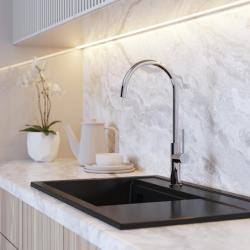 Graniteland Vira Slim Keukenmengkraan Chroom met draaibare uitloop 1208972625