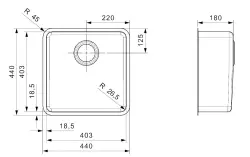 Reginox Ohio 40x40 middel RVS spoelbak vlakbouw onderbouw en opbouw B09H2LLU06GDS.9 1501